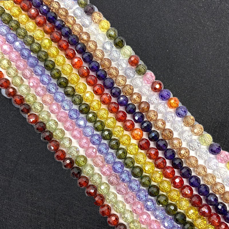 خرز طبيعي مقطع سائب 6مم دائري زركونيا مكعبة بألوان متعددة لصنع القلائد DIY - Image 1