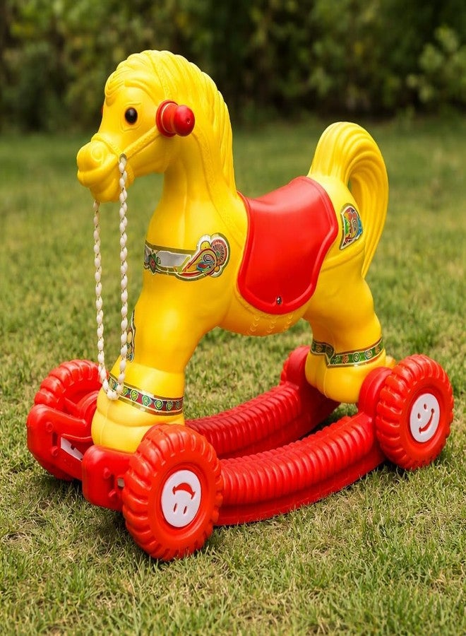 MLU Kids 2-in-1 Rocking Horse with Wheels | 1-3 Years | Red & Yellow - Image 1