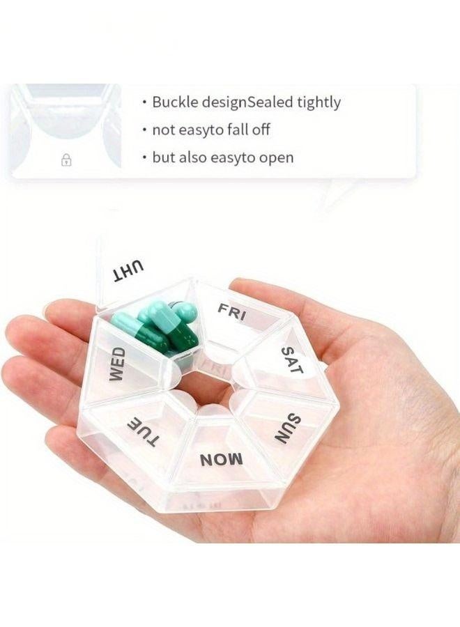 Portable 7-Grid Pill Storage Box Circular Seven Day Medicine Box Travel Pill Sorting Organizer Box Weekly Pill Organizer Storage Bins For Home Organization Baskets Bins - Image 3