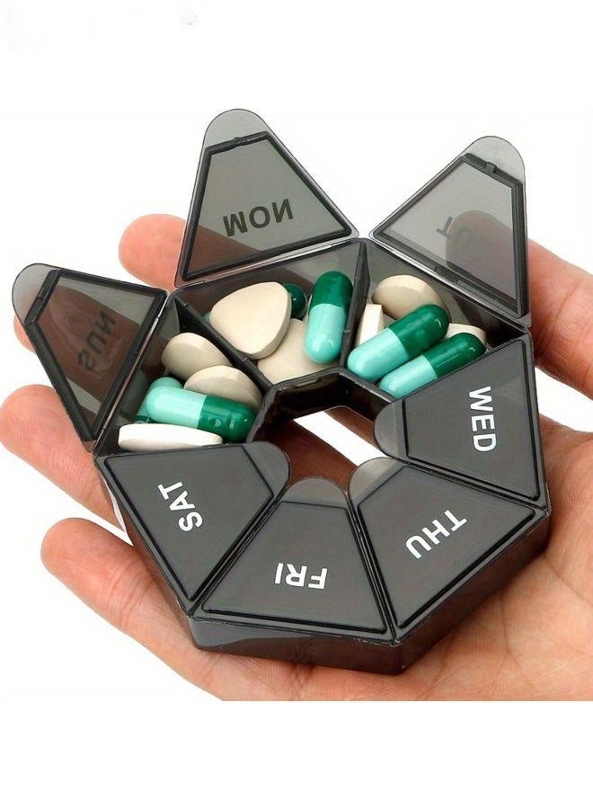 Portable 7-Grid Pill Storage Box Circular Seven Day Medicine Box Travel Pill Sorting Organizer Box Weekly Pill Organizer Storage Bins For Home Organization Baskets Bins - Image 1