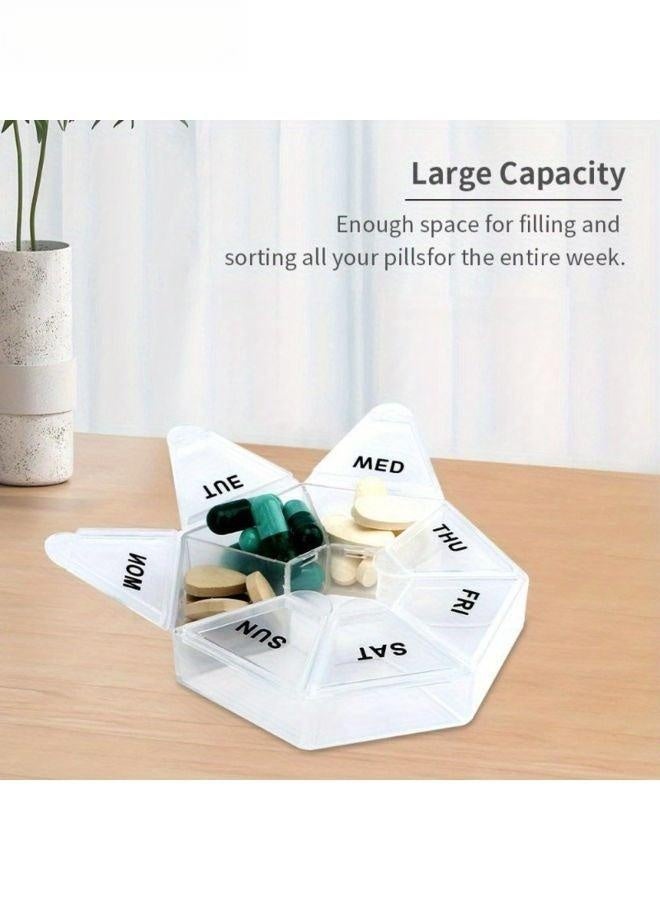Portable 7-Grid Pill Storage Box Circular Seven Day Medicine Box Travel Pill Sorting Organizer Box Weekly Pill Organizer Storage Bins For Home Organization Baskets Bins - Image 4