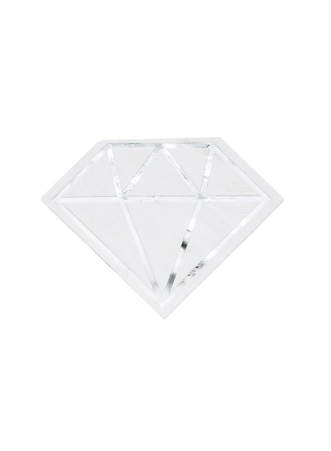 6 1/2" Silver Foil Diamond-Shaped Disposable Paper Napkins - 16 Count