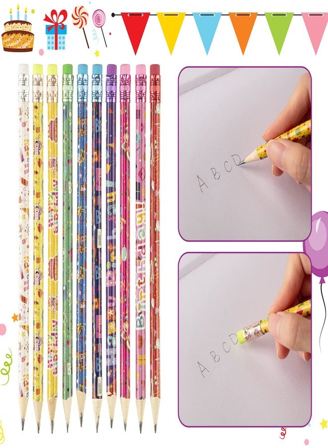 Yahenda 200 Pcs Happy Birthday Pencils Colorful Printed Pencils for Students Teacher Back to School 7.5 Inch with Top Erasers for Classroom Reward Birthday Party Kids Gifts Supplies - Image 4