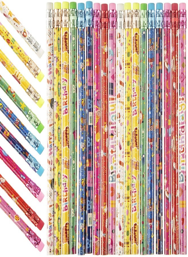 Yahenda 200 Pcs Happy Birthday Pencils Colorful Printed Pencils for Students Teacher Back to School 7.5 Inch with Top Erasers for Classroom Reward Birthday Party Kids Gifts Supplies - Image 1