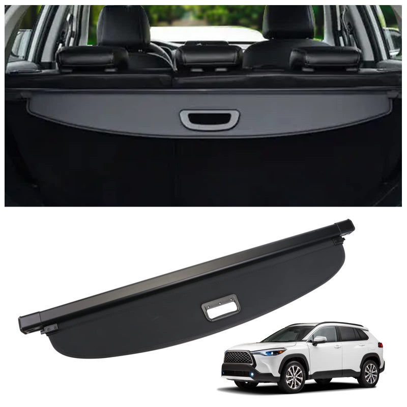 SAOKNCE Cargo Cover Fit for 2022 2023 2024 2025 Toyota Corolla Cross Rear Storage Waterproof Retractable Rear Trunk Security Cover Shielding Shade Black Not for Corolla