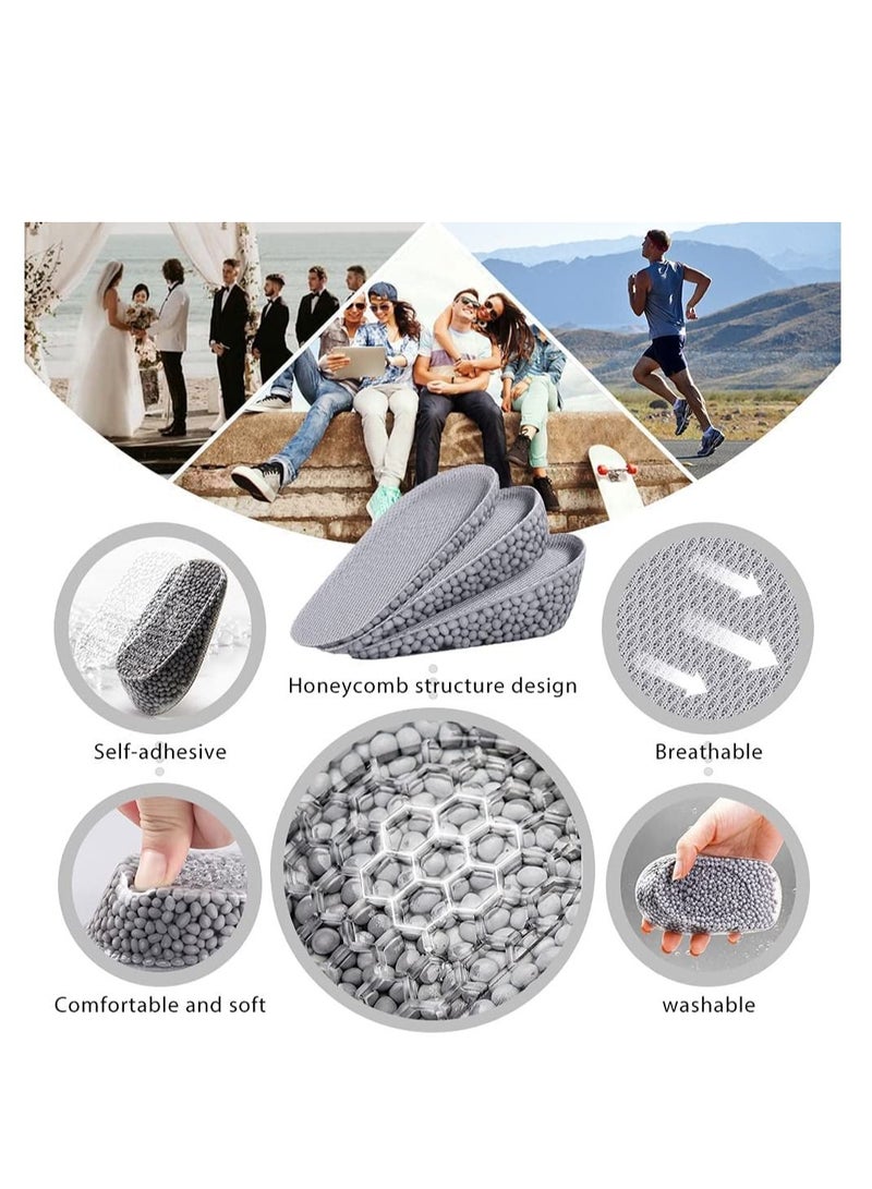 Height Increase Insoles Half Pad Silicone Gel Heel Cushion Shock Absorption Pads Soft Washable Women Men Heighten for Leg Length Discrepancies 3 Pairs - Image 3