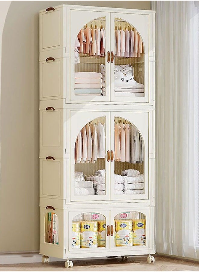 Childrens Wardrobe,Baby Clothes Cabinet Collapsible Kids Closet Storage Organizer Bedroom Nursery Armoire Quick Install Toddler Dresser with Hanging Rod and Wheel(2 Hanging Area+1 Storage) - pzsku/ZF894CEAA8F49C8C10C52Z/45/_/1701924160/cb75704f-43f3-4936-957e-f7115f41acd2