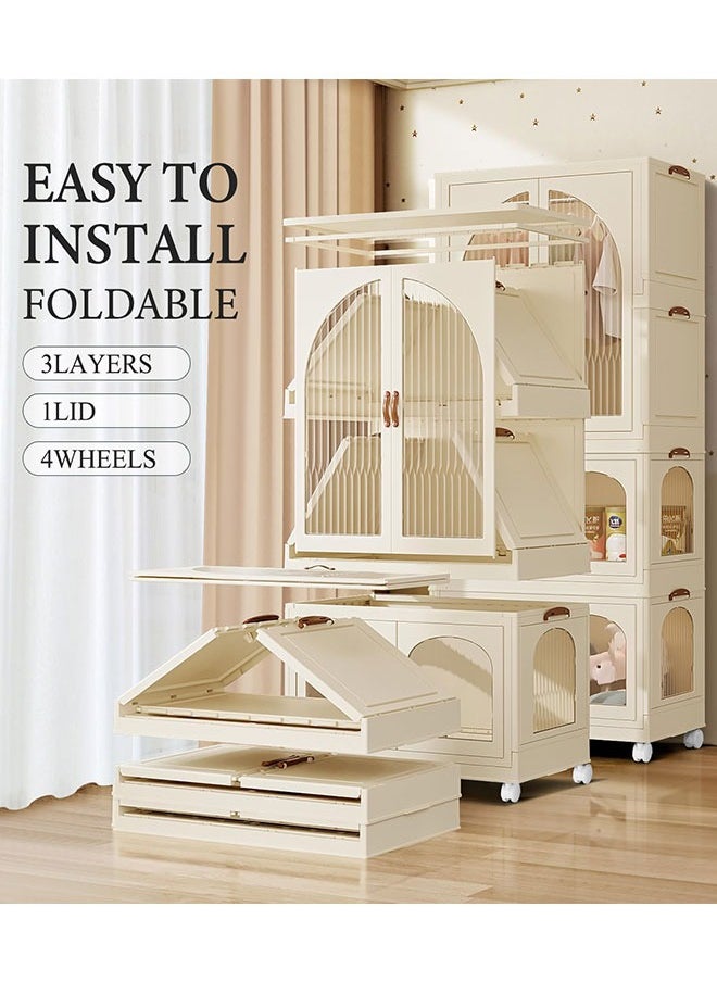 Childrens Wardrobe,Baby Clothes Cabinet Collapsible Kids Closet Storage Organizer Bedroom Nursery Armoire Quick Install Toddler Dresser with Hanging Rod and Wheel(2 Hanging Area+1 Storage) - pzsku/ZF894CEAA8F49C8C10C52Z/45/_/1701924494/57601cbe-a4f7-485c-b0e3-daa81e0a9b9c