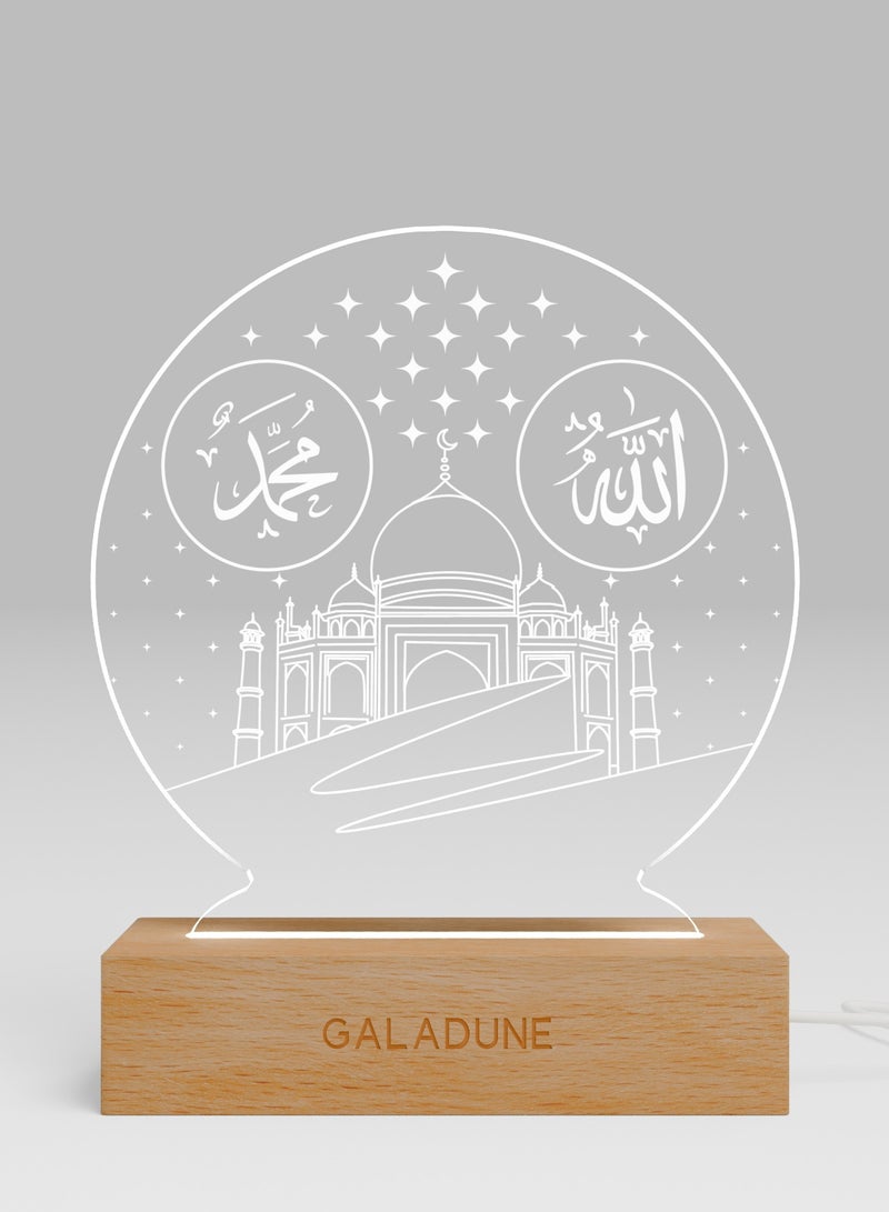 جالادون مصباح ليلي من الأكريليك LED من بنمط الخط العربي للمسجد، مناسب لشهر رمضان والاحتفالات الإسلامية، ديكور المنزل، ديكور المقهى، الإضاءة الليلية - Image 5