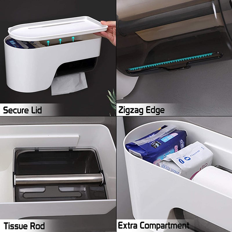 Xpandio Magic Sticker Series Self Adhesive Wall Mount Toilet Tissue Paper Roll Holder for Bathroom with Mobile Stand - Image 3