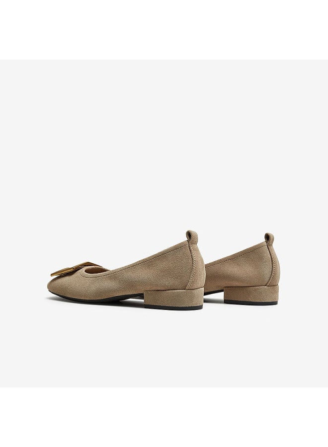 Basto 26 Spring Simple Fashion Metal Buckle Chunky Heel Square Toe Women's Shoes B0016aq6 Khaki Size 39 - Image 2