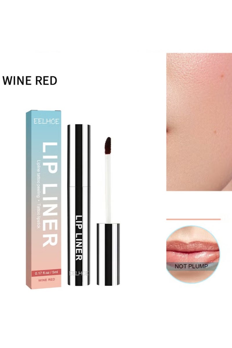 EELHOE Peel Off Lip Liner Tattoo, Long Lasting Peel-Off Lip Stain, Waterproof Removable Lip Liner, Detachable Tattoo Colored Lip Gloss, Plump Lip Lines (Wine Red) - Image 1