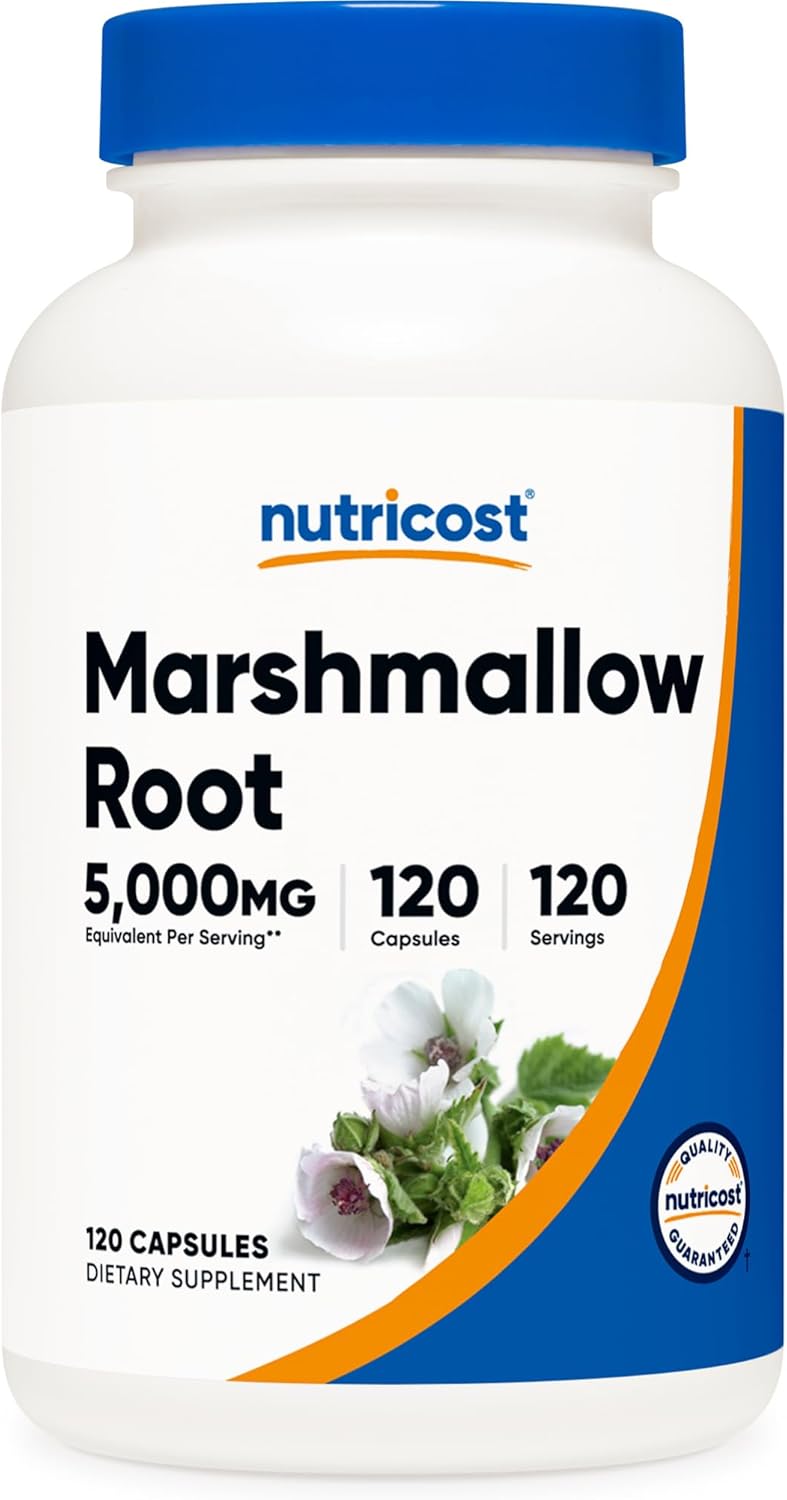 Nutricost كبسولات جذر الخطمي من نوتريكوست 5000 ملغ مكافئ 120 كبسولة نباتية خالية من الغلوتين وغير معدلة وراثيًا من 500 ملغ من مستخلص 10:1 - Image 1