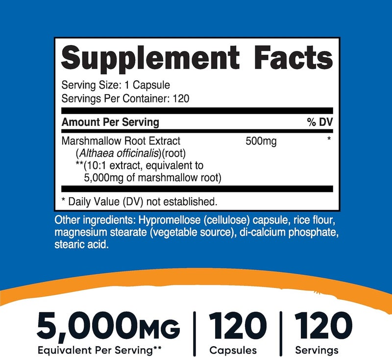 Nutricost كبسولات جذر الخطمي من نوتريكوست 5000 ملغ مكافئ 120 كبسولة نباتية خالية من الغلوتين وغير معدلة وراثيًا من 500 ملغ من مستخلص 10:1 - Image 2