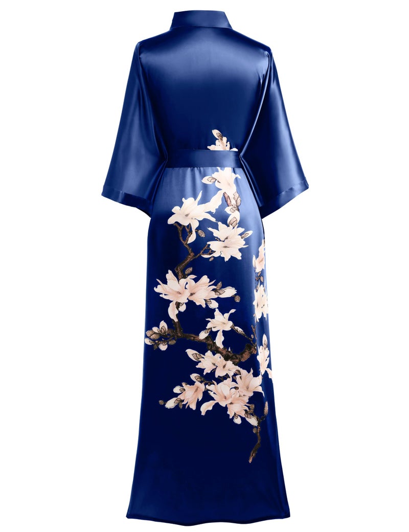 BABEYOND BABEYOND Kimono Robe Cover up with Box Long Floral Satin Sleepwear Silky Bathrobe Bachelorette Robe  - Image 2