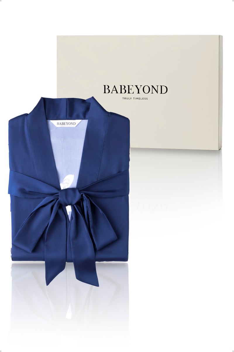 BABEYOND BABEYOND Kimono Robe Cover up with Box Long Floral Satin Sleepwear Silky Bathrobe Bachelorette Robe  - Image 4