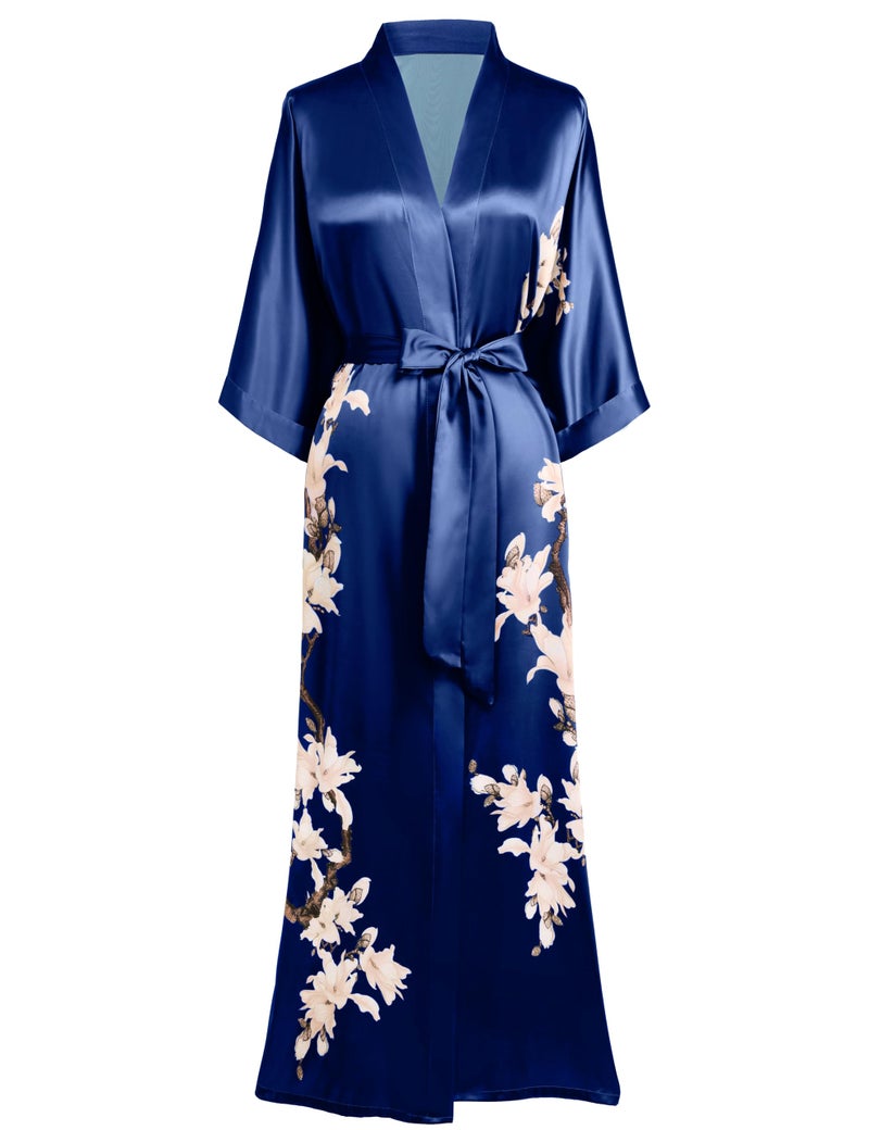 BABEYOND BABEYOND Kimono Robe Cover up with Box Long Floral Satin Sleepwear Silky Bathrobe Bachelorette Robe  - Image 1