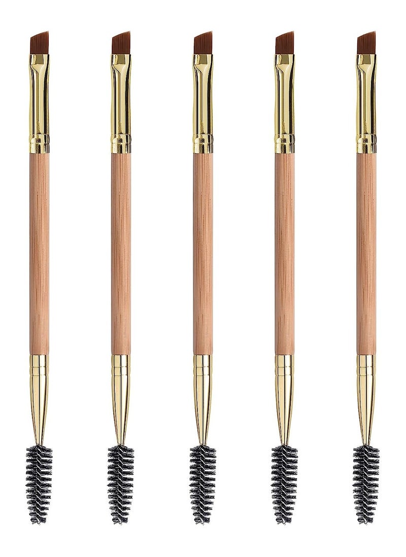 ORiTi Duo Eyebrow Brush, Spoolie Brush and Angled Brow Brush Eyelash Brush for Eye Makeup 5pcs,  - Image 1