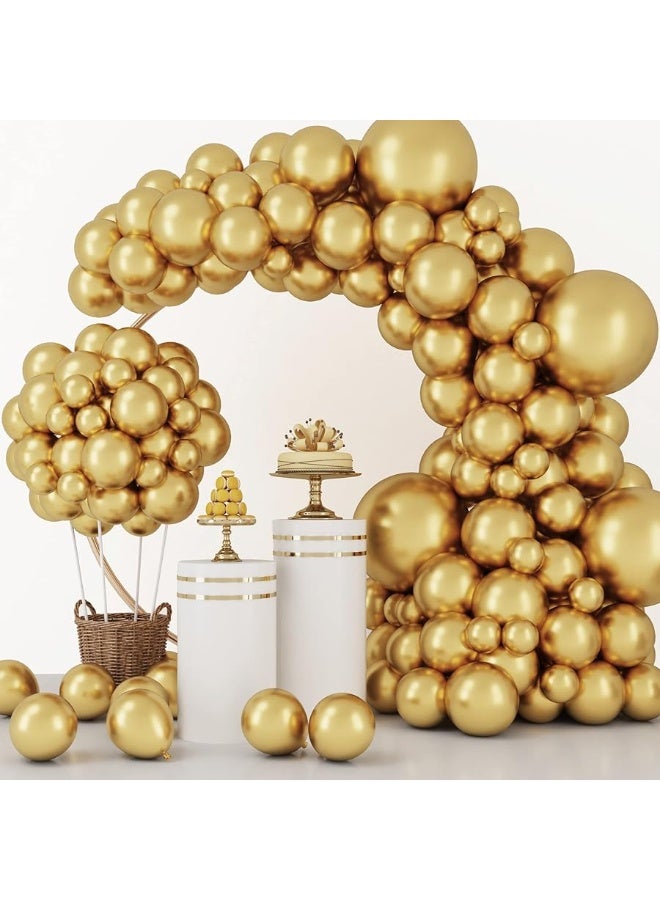 RUBFAC 129pcs Metallic Gold Balloons Latex Balloons Different Sizes 18 12 10 5 Inch Party Balloon Kit for Birthday Party Graduation Wedding Holiday Balloon Decoration - Image 1