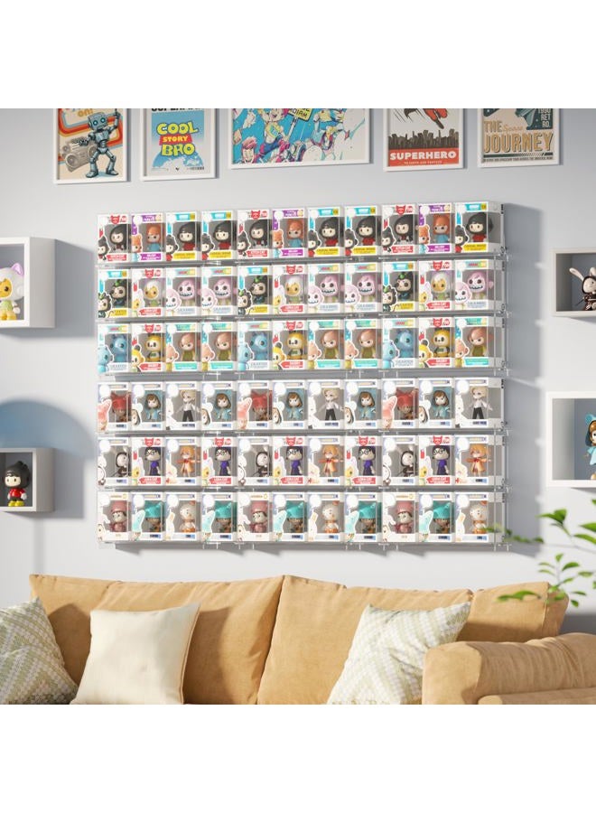 WINKINE Floating Display Shelves Compatible with Funko Pop in Box, Acrylic Shelves for Wall, Clear Figures Display Case for Boxed Characters, Stackable Toy Collectibles Figure Stand, 2 Pack (Clear) - Image 5