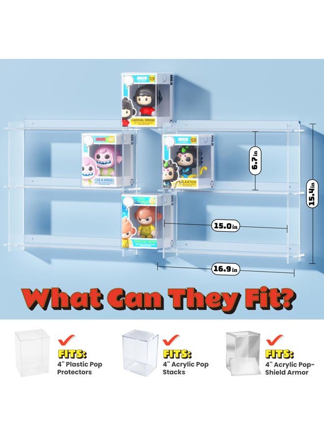 WINKINE Floating Display Shelves Compatible with Funko Pop in Box, Acrylic Shelves for Wall, Clear Figures Display Case for Boxed Characters, Stackable Toy Collectibles Figure Stand, 2 Pack (Clear) - Image 2