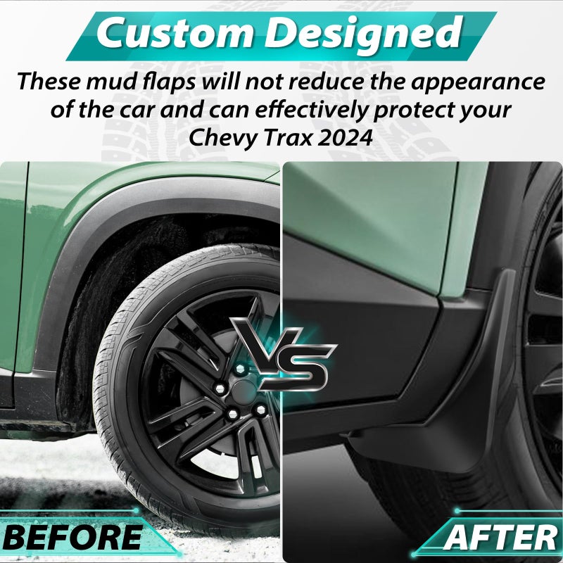TECHPICCO Mud Flaps Compatible with Chevrolet Trax 2026 2025 2024, Mud Guards 4pcs Fender Guards Compatible with Chevy Trax Accessories 2026 2025 2024 No Drill Splash Guards - Image 5