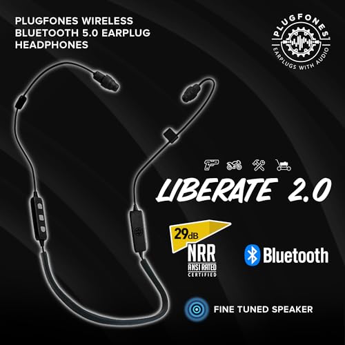 Plugfones Liberate 2.0 Wireless Bluetooth in-Ear Earplug Earbuds - Noise Reduction Headphones with Noise Isolating Mic and Controls (Black & Gray) - Image 2