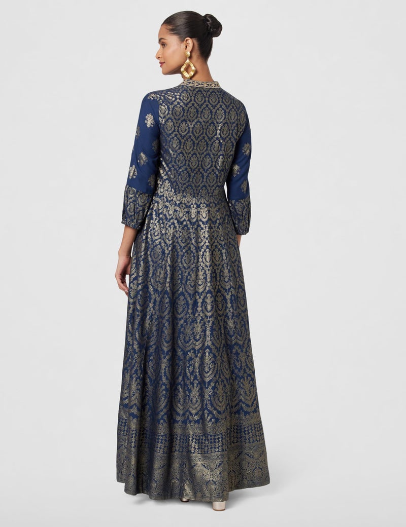 BIBA Women Printed Straight Mix and Match(Festive 2058_Navy_40) - Image 3