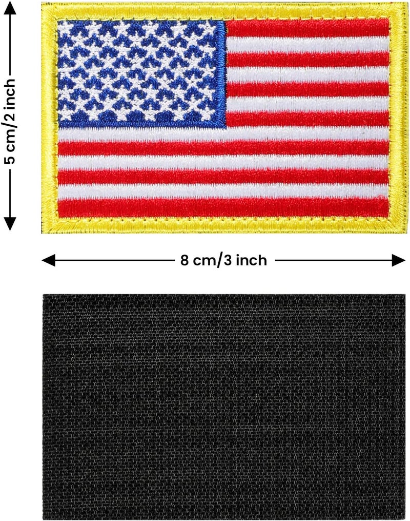 FRTKK 2 Pieces Tactical USA Flag Patch American Flag US United States of America Regular and Reverse Military Uniform Emblem Patches (Gold Border - 2 Packs Regular) - Image 2