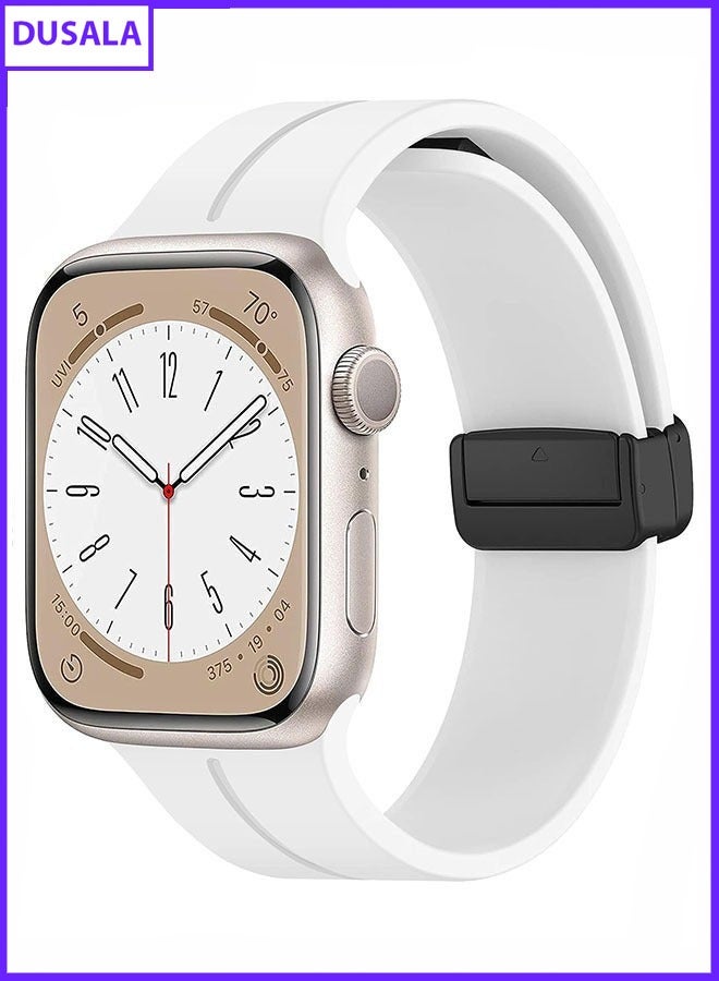 DUSALA Magnetic Silicone Watch Band 42mm/44mm Quick Release Strap for Men & Women Soft Skin Friendly Sport Replacement Band for Smartwatch & Analog Watches Durable, Waterproof, Magnetic Folding Clasp for All-Day Comfort - Image 1