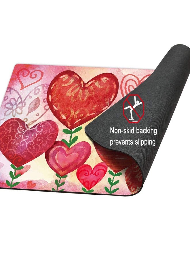 Morigins Love Garden Decorative Rubber Floor Mat Valentine Red Heart Flower Doormat 18 x 30 Inch - Image 2