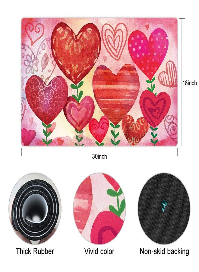 Morigins Love Garden Decorative Rubber Floor Mat Valentine Red Heart Flower Doormat 18 x 30 Inch - Image 3