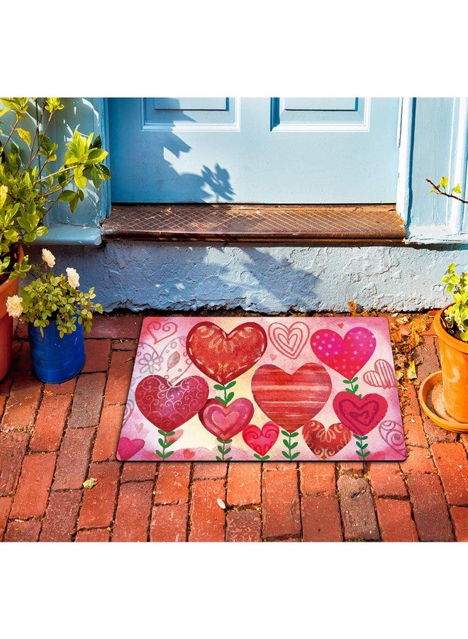 Morigins Love Garden Decorative Rubber Floor Mat Valentine Red Heart Flower Doormat 18 x 30 Inch - Image 5