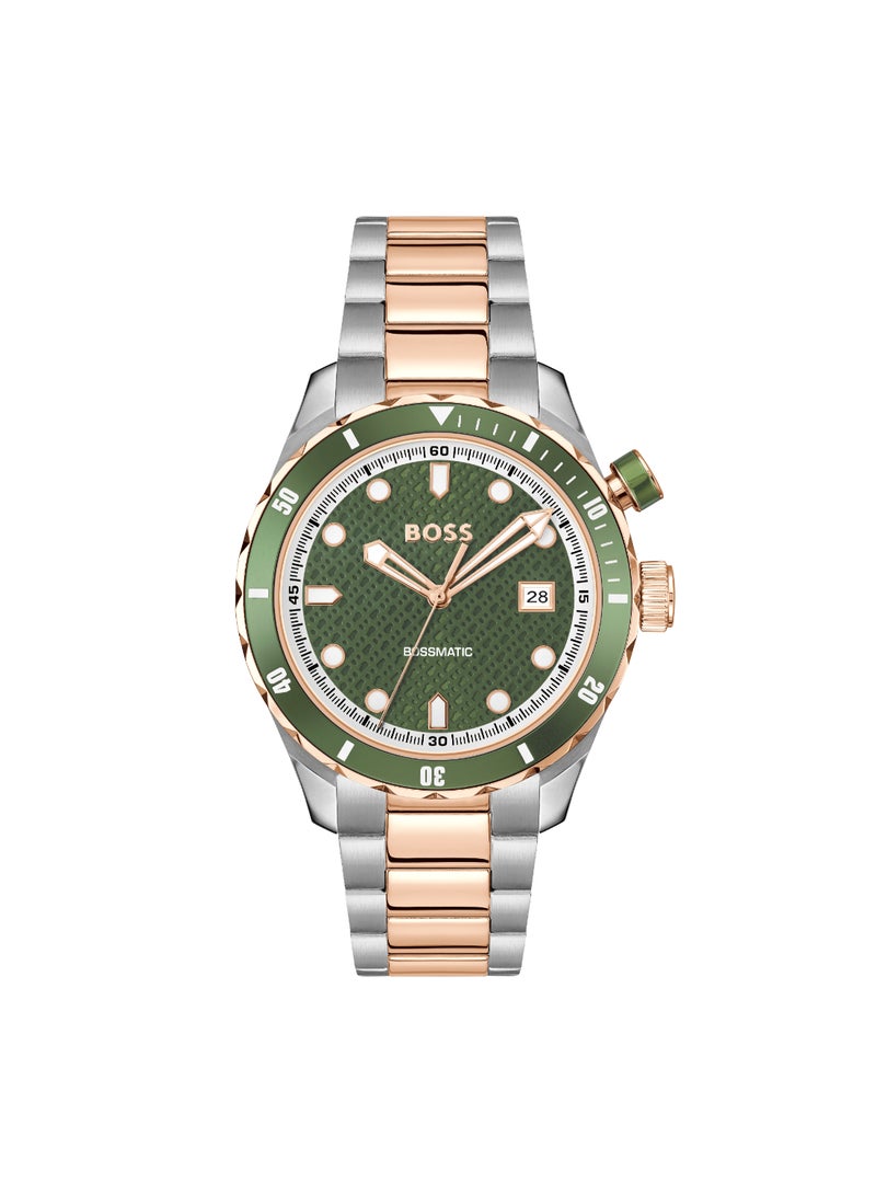 HUGO BOSS WATCH ROUND ANALOG MEN'S GREEN CASE WATCH - 1514181 - Image 3