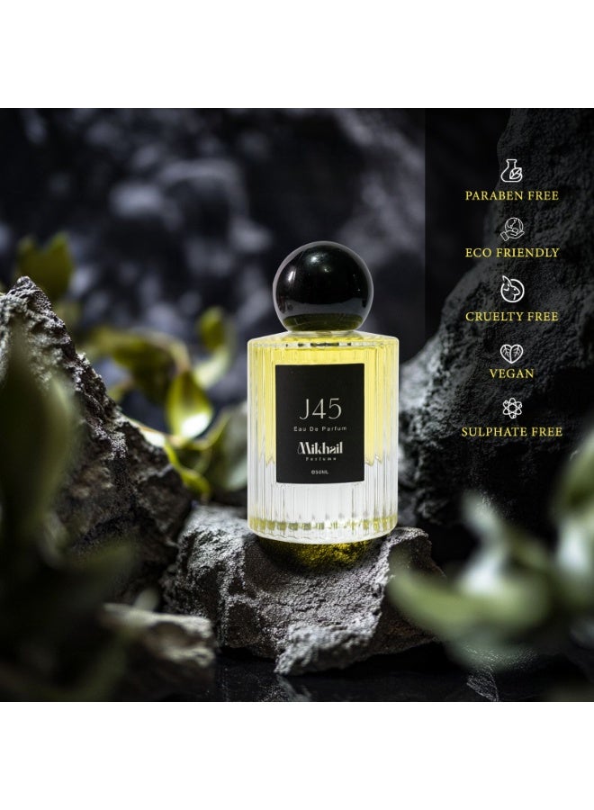 MIKHAIL J45 Oriental Floral Eau De Parfum 50ml – Unisex Long-Lasting Perfume with Saffron, Jasmine & Amber Notes - Image 4
