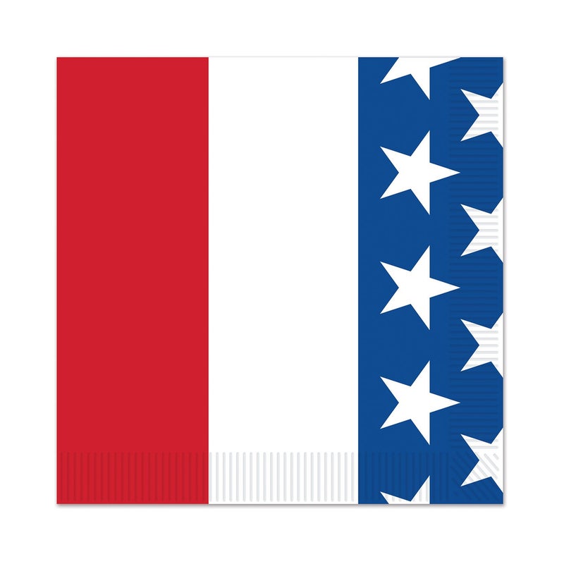 Beistle Patriotic Beverage Napkins 16Count 2Ply Red White and Blue American Flag Design for 4th of July Memorial Day Veterans Day Political Events and Celebrations 5 x 5