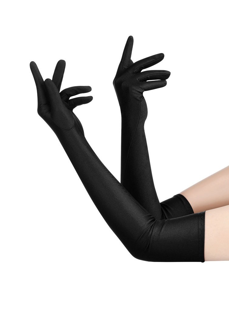Beauenty Long Women's Gloves | Flapper Gloves for Evening Parties  Weddings | Elbow-Length Black Driving Gloves with Finger Tips | Perfect for Summer, Bridal, and Vintage Events | Comfortable  Stylish Englis  - Image 1