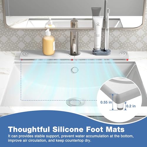 Xfopz Faucet Mat for Kitchen Sink - Water Absorbing Stone Tray for Sink, Diatomite Fast-Drying Faucet Mat, Faucet Splash Guard for Bathroom Counter (60cm) - Image 5