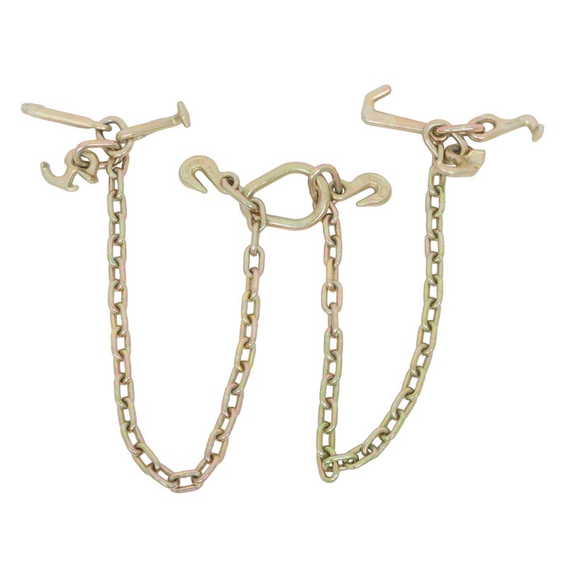 munirater 516in 3 FT 5400LBS Tow Chain Grade 70 V Bridle Chain with RJT Cluster Hooks Replacement for Tow Truck Winch Cable Pull Wrecker Recovery Grab