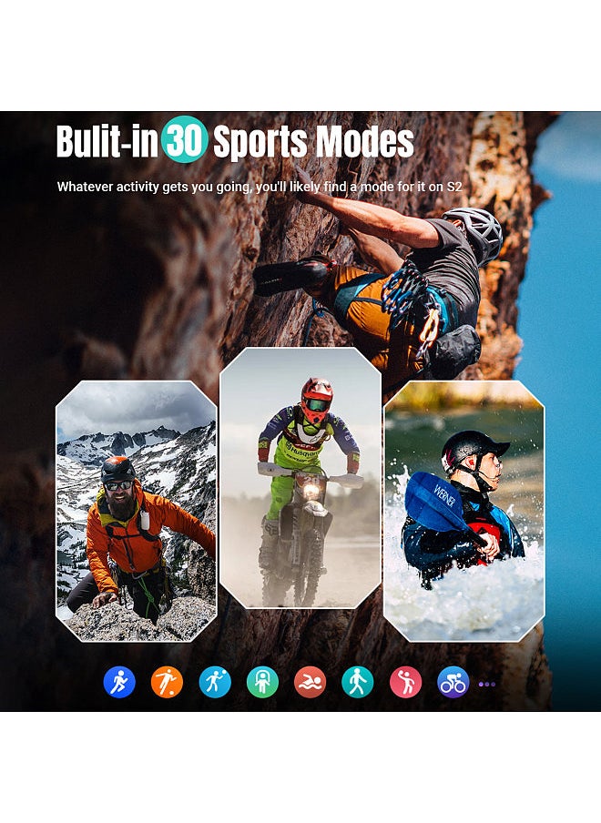 Rogbid - S2 Smart Watch, 1.83-Inch IPS FullTouch Screen, BT Call Fitness Tracker, IP68 Waterproof, Blood Oxygen, Sleep, Heart Rate, Blood Pressure Monitor, Multiple Sports Mode, Notification, Call, Sedentary Reminder, Compatible with Android iOS - Image 1