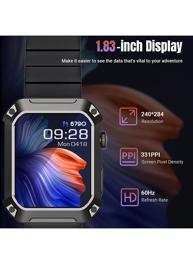 Rogbid - S2 Smart Watch, 1.83-Inch IPS FullTouch Screen, BT Call Fitness Tracker, IP68 Waterproof, Blood Oxygen, Sleep, Heart Rate, Blood Pressure Monitor, Multiple Sports Mode, Notification, Call, Sedentary Reminder, Compatible with Android iOS - Image 1