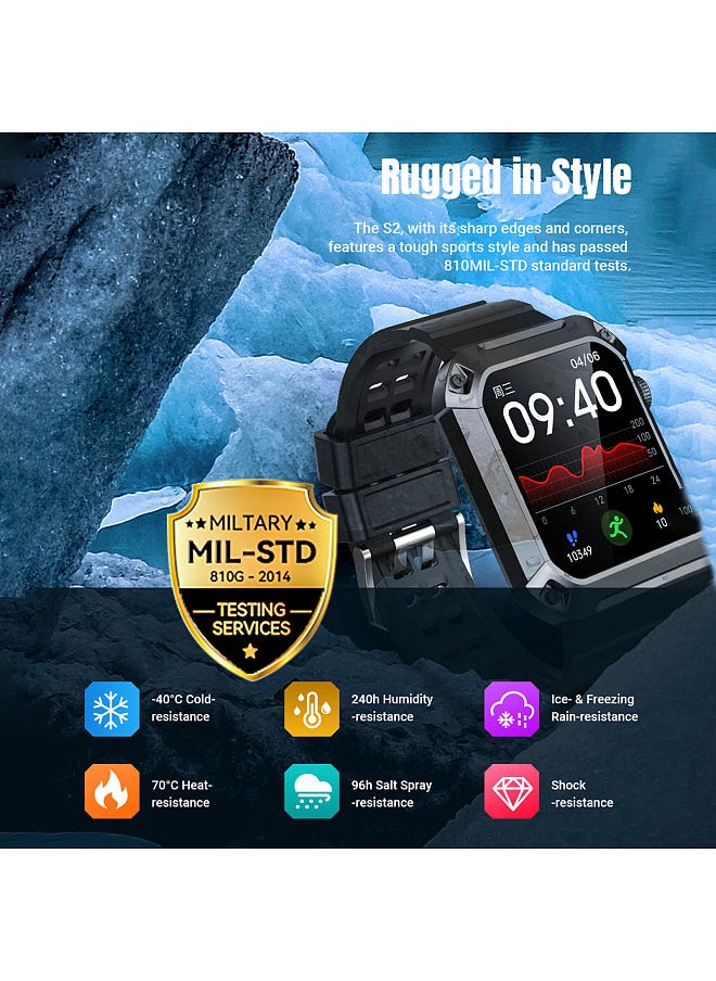 Rogbid - S2 Smart Watch, 1.83-Inch IPS FullTouch Screen, BT Call Fitness Tracker, IP68 Waterproof, Blood Oxygen, Sleep, Heart Rate, Blood Pressure Monitor, Multiple Sports Mode, Notification, Call, Sedentary Reminder, Compatible with Android iOS - Image 1