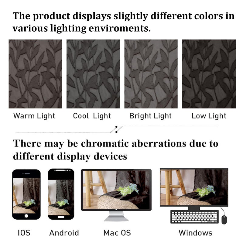 Lecloud Leia Sheer Chocolate Brown Window Curtains for Kitchen 14 Inch Length 2 PCS, Dual Rod Pockets Window Living Room Curtain Valance, Jacquard Clip Textured Leaf Short Bedroom Drapes, 38 W x 14 L - Image 4