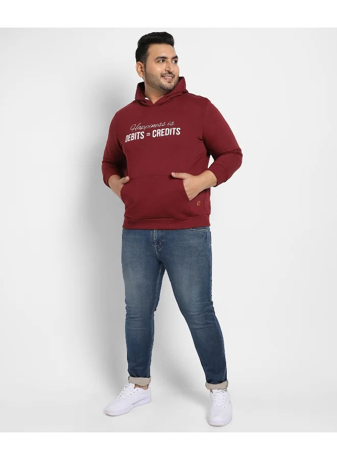 Instafab Plus Instafab Plus Men's Maroon Red Happiness Is Hoodie With Kangaroo Pocket