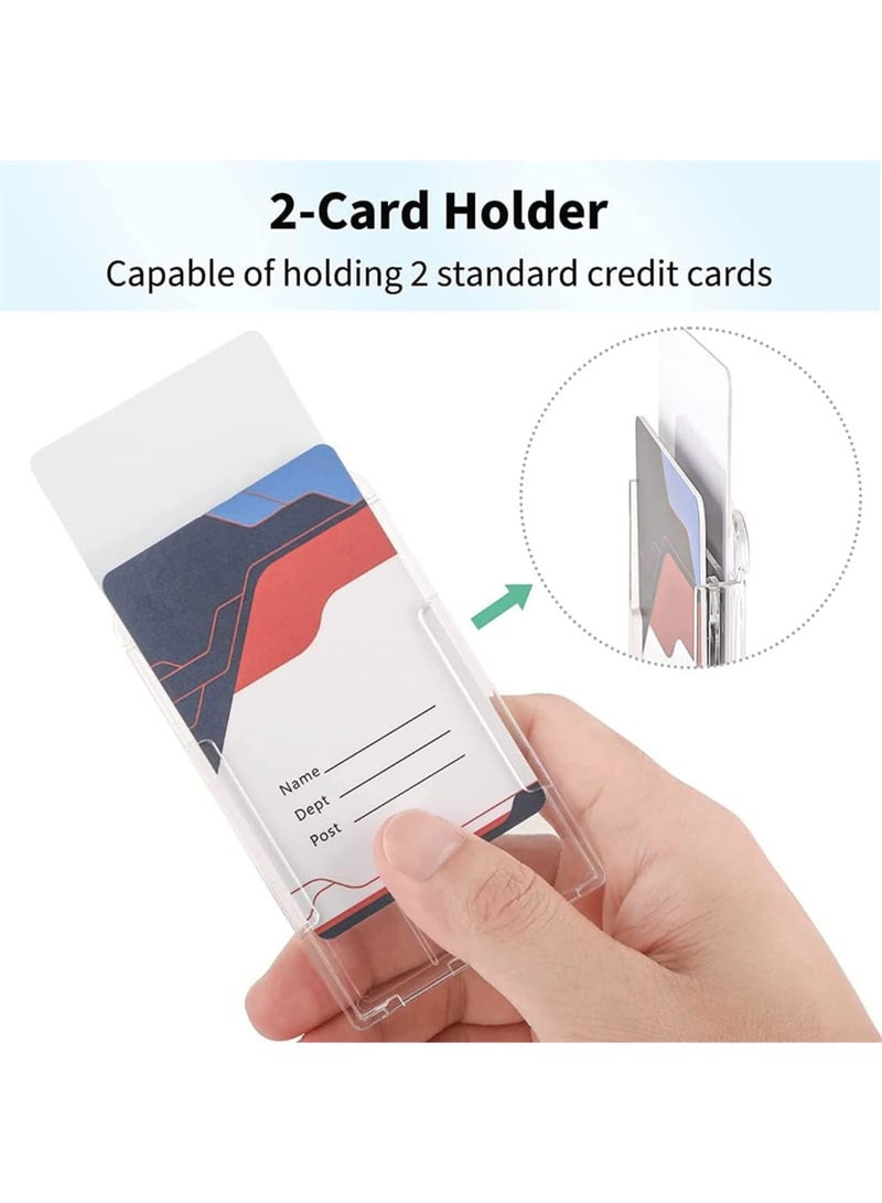 SOLARAE Card Protector, Vertical 2 Card Badge Holder Transparent Plastic ID Credit Card Protector with Thumb Slot, Rigid PC Transparent Material, 2 Pack - Image 5