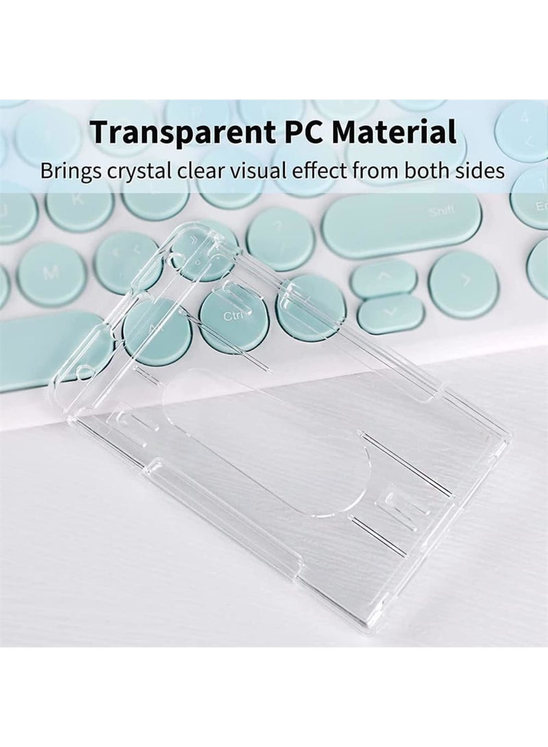 SOLARAE Card Protector, Vertical 2 Card Badge Holder Transparent Plastic ID Credit Card Protector with Thumb Slot, Rigid PC Transparent Material, 2 Pack - Image 3
