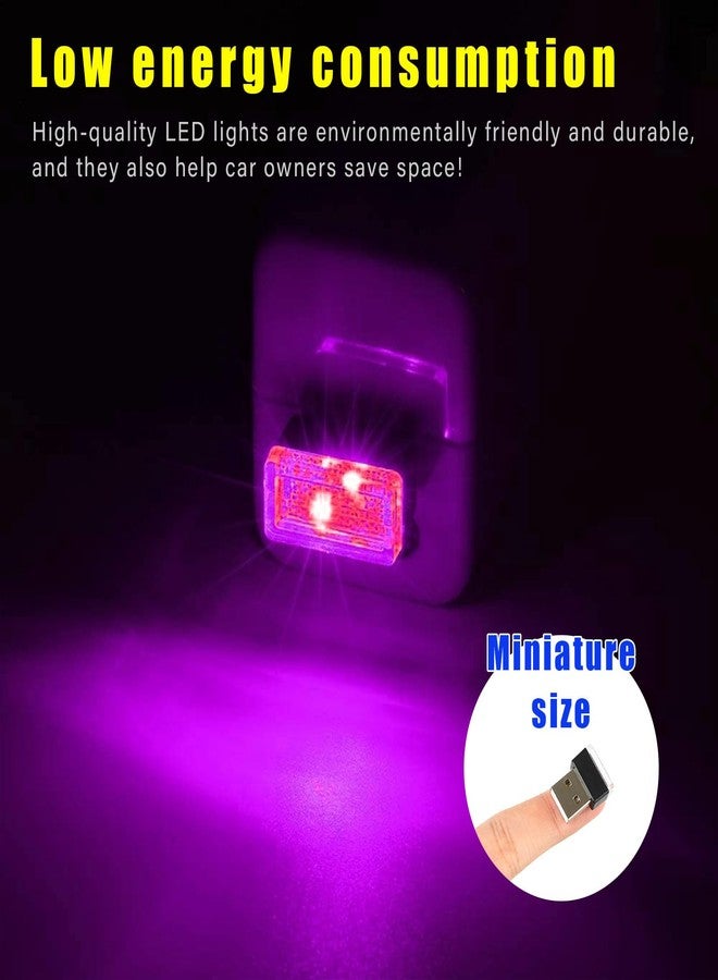 Augeny 4 PCS USB LED Car Interior Atmosphere Lamp, Plug-in USB Decor Night Light, Portable Auto Ambient Lighting Kit, Universal Vehicle Interior Accessories for Most Cars (White & Purple) - Image 5