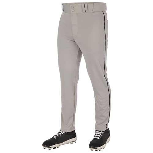 Champro Triple Crown 20 Tapered Bottom Baseball Pants with Braid Youth Medium Grey Black - Image 1