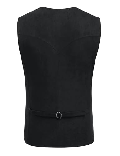 COOFANDY Men's Suede Leather Cowboy Vest Casual Western Wedding Vest Jacket Slim Fit Waistcoat - Image 4