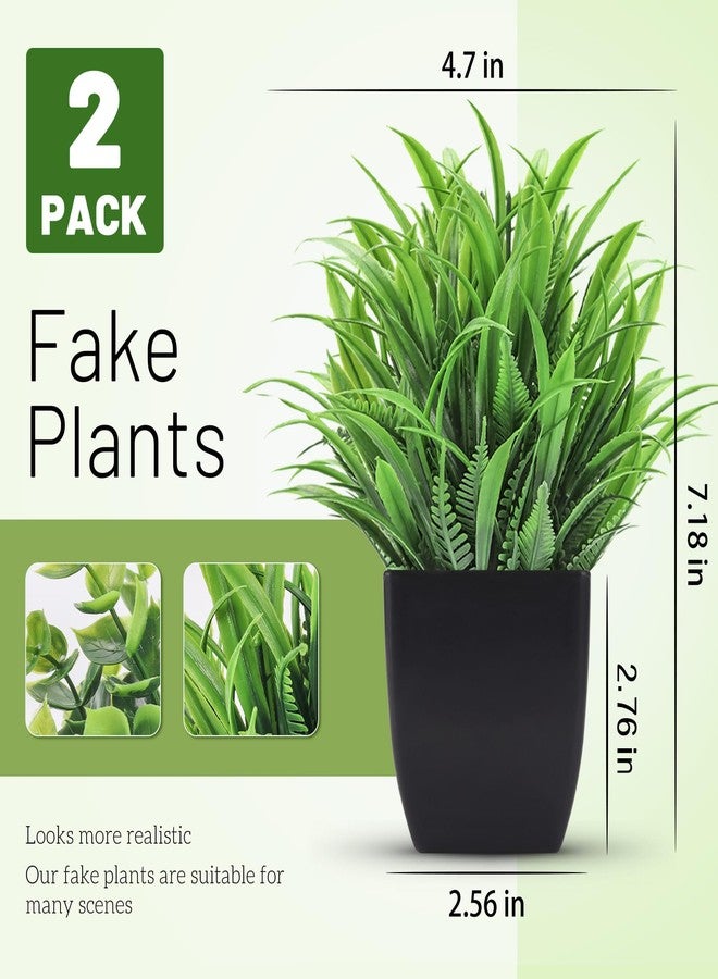 Der Rose 2 Pack Fake Plants Small Artificial Potted Plants Faux Plants Black Bathroom Accessories for Home Office Desk Bathroom Decor Indoor - Image 2